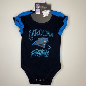 NWT NFL 2 Piece Black & Blue Carolina Panthers Creeper Set Baby Girl 3-6Months
